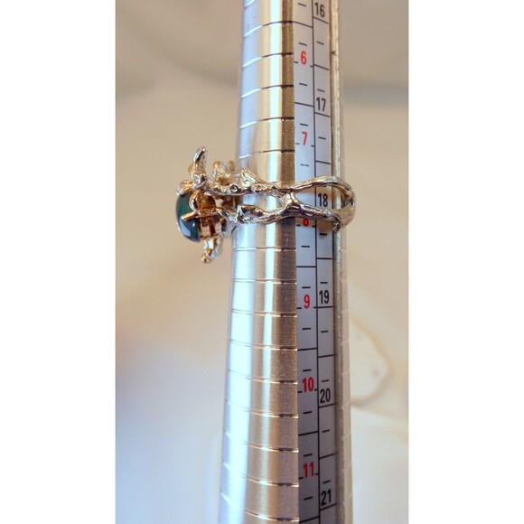 AAA 5ct Australian Black Opal-Hessonite Garnet Sterling Silver Ring Sz 8 - Picture 8 of 8